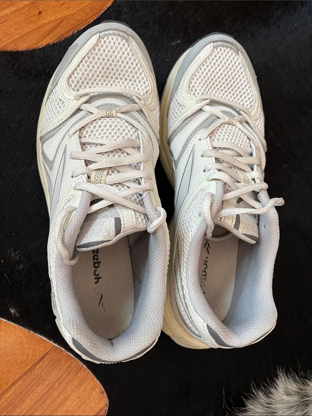 Reebok Women's Light Beige Mesh Athletic Sneakers